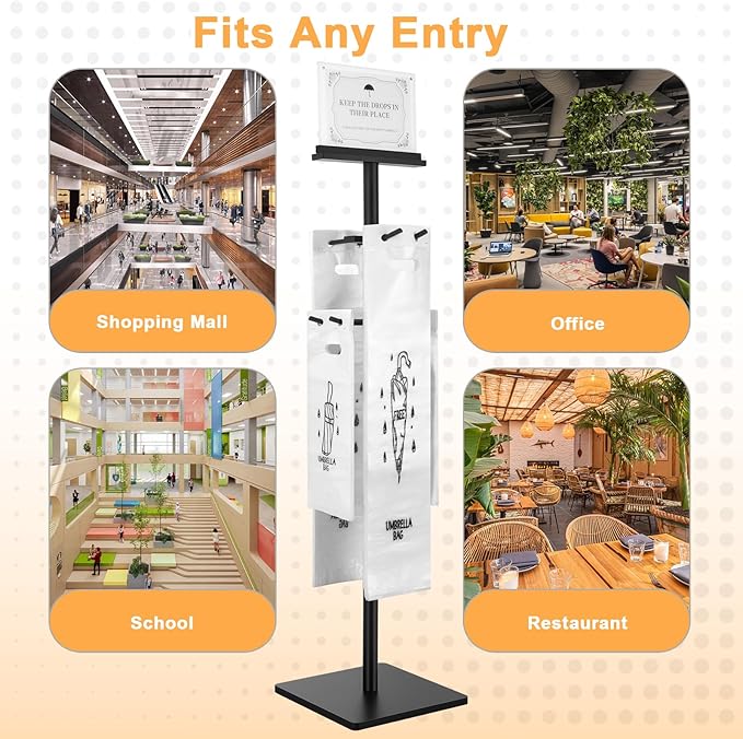 Wet Umbrella Bags Stand with Free 400 Umbrella Bags Disposable,Umbrella Holder for Entryway,Dual Size Umbrella Bags Disposable with Stand,Commercial Wet Umbrella Bag Wrapper Stand Indoor Entryway