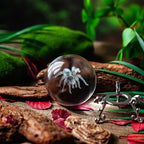 HDCRYSTALGIFTS 60mm 3D Spider Crystal Ball Halloween Decor with Stand 3D Laser Engraved Tarantula Animal Figurine Prop Decorative Glass Full Sphere Table Paperweight