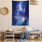 Ambesonne Space Tapestry, Magic Sky View with Star and Clouds Celestial Colorful World Cosmic Expanse Theme, Fabric Wall Hanging Decor for Bedroom Living Room Dorm, 30" X 45", White and Blue