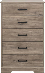 Prepac Rustic Ridge Farmhouse Dresser, Brown Dresser for Bedroom, Chest of Drawers with 5 Drawers 18.5" D x 27.5" W x 43.5" H, DBDR-1605-1