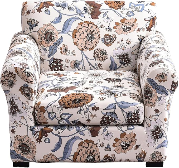 KRFOONN 2 Piece Chair Covers Printed Sofa Covers Couch Covers Washable Armchair Sofa Couch Slipcover Furniture Protector with Elastic Bottom for Living Room (Armchair, 11), Small