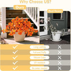Fake Fall Flowers Artificial for Decoration 2PCS Faux Silk Fall Flowers Plants for Outdoors Outside Planters UV Resistant Looks Real for Front Door Porch Patio Garden Decor