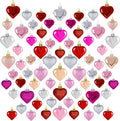 72 Pack Valentine Day Heart Shaped Ornaments Romantic Various Styles Heart Hanging Baubles Colorful Romantic Glossy Hearts Valentine's Day Decor for Party Anniversary Crafts Party Favors