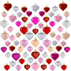 72 Pack Valentine Day Heart Shaped Ornaments Romantic Various Styles Heart Hanging Baubles Colorful Romantic Glossy Hearts Valentine's Day Decor for Party Anniversary Crafts Party Favors