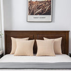 GAWAMAY Decorative Square Throw Pillow Covers 18"x18" Inch Set of 4, Super Soft Chenille Pillows Farmhouse Fall Pillowcase for Living Room Bedroom Sofa Couch Cushion Cover Beige 45x45cm (No Insert)