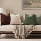 decorUhome Spring Chenille Soft Cozy Throw Pillow Covers 24x24 Set of 2, Modern Farmhouse Boho Velvet Decorative Euro Sham Pillow Cases with Stitched Edge for Couch Sofa Bed Home Decor, Chocolate