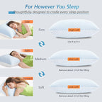 Cooling Firm Bed Pillows Set of 2, Shredded Memory Foam Pillows for Sleeping Luxury Gel Pillows for Side Back Stomach Sleepers with Removable Washable Cover(Blue, King(U.S. Standard))