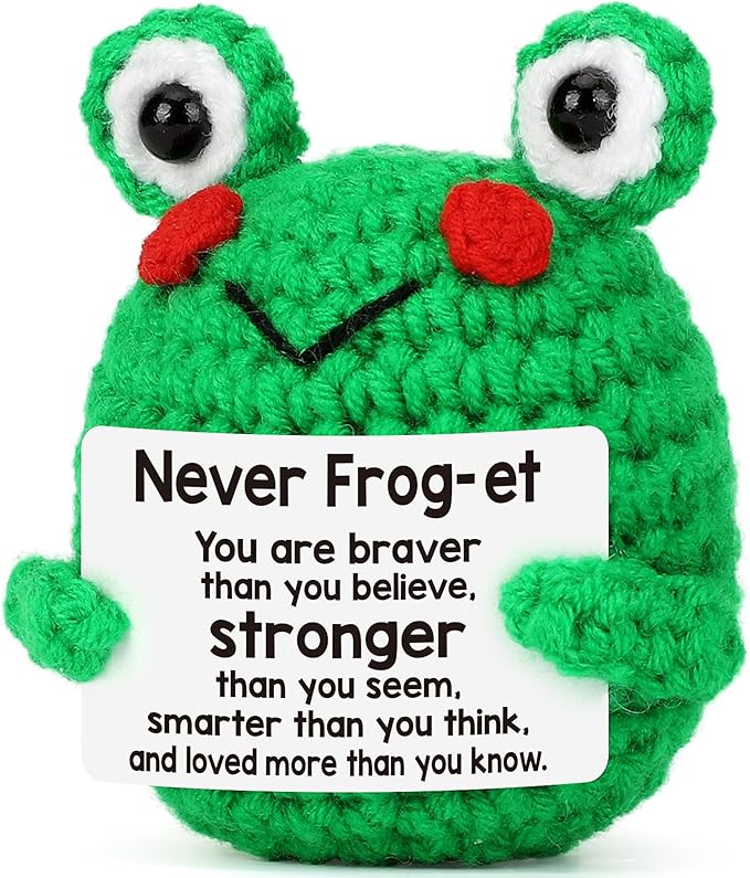 LEJIAJINW Graduation Gifts 2025 Daughter Granddaughter Funny Inspirational Cheer Up Gift for Friends Sister Women Birthday Emotional Affirmation Card for Her Positve Crochet Frog Animals Support