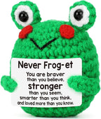 LEJIAJINW Graduation Gifts 2025 Daughter Granddaughter Funny Inspirational Cheer Up Gift for Friends Sister Women Birthday Emotional Affirmation Card for Her Positve Crochet Frog Animals Support