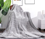 EMME Soft Sherpa Fleece Blanket Reversible Plush Fluffy Large Blanket, Light Weight Warm Decorative Boho Blanket Cover for Sofa, Couch, Bedroom,Travel(Plush Grey,90"x90")