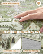 Kitchen Runner Rug Non Slip Washable 2.5x8, Soft Low Pile Entryway Rug Runners for Hallways,Carpet Runner for Living Room,Kitchen, Laundry, Bathroom(Light Green,2.5'x8')