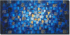 MyArton Large Thick Abstract Dark Blue add Golden&Silver Square Wall Art Hand Painted Artwork Textured Oil Painting on Canvas Framed Ready to Hang 60x30inch