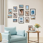 Vittanly 15 Pack Picture Frames Collage Wall Decor, Multi Sizes Including 3pcs 8x10, 6pcs 5x7 and 6pcs 4x6 Photo Frames, Gallery Frame Set for Wall or Tabletop Display, Black, Brown and Dark Grey