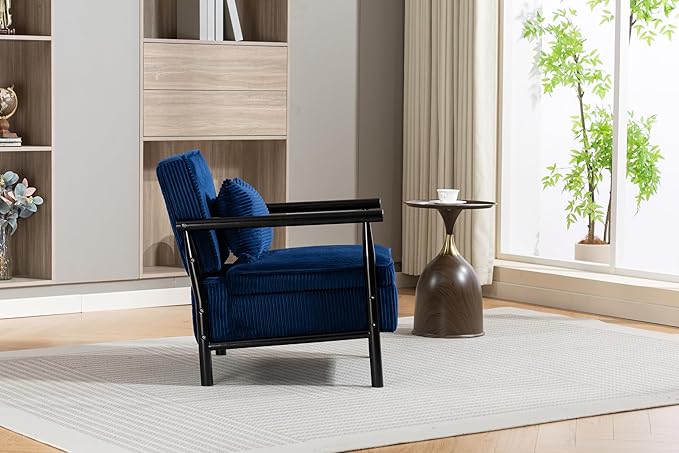 KEIKI Mid Century Modern Accent Chair with Storage, Reading Chair with Wooden Arms and Lift-up Seat for Organization
