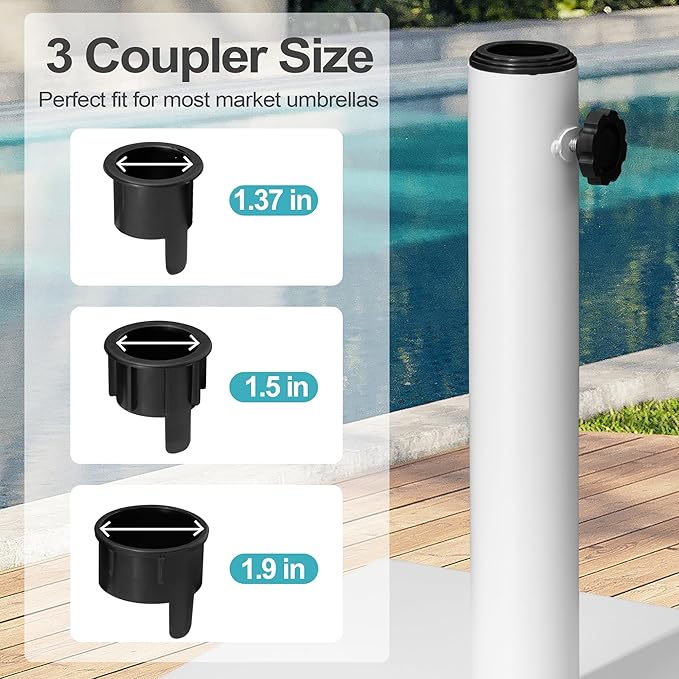 Patio Umbrella Base, 43lbs, Outdoor Heavy Duty Square Concrete Stand Market Umbrella, White