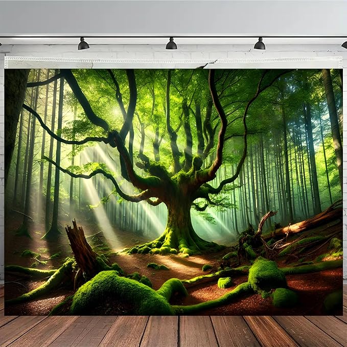 BSFHH Nature Tapestry Forest Tree Sea Cave Wall Hanging, Stream Through Rainforest Landscape Wall Art Tapestry for Bedroom Living room (Century-old tree, 110" × 87", Unframed)
