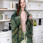 Green Plaid Throw Blanket for Couch,60"X80" Super Soft Cozy Warm Home Decorative Throws with Tassels for Bed Sofa Picnic