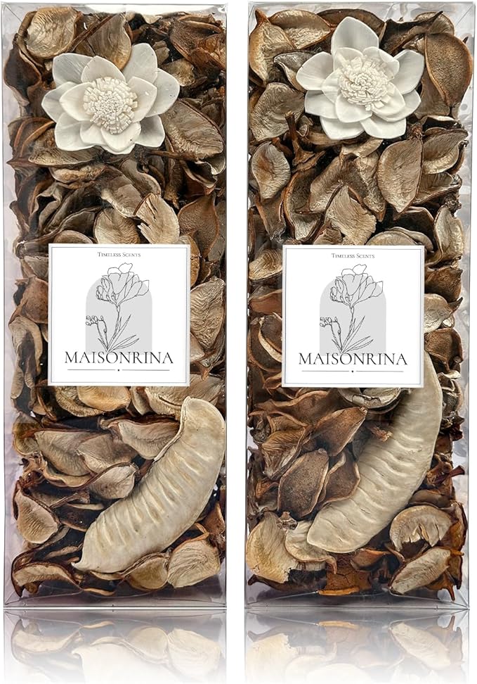 Spring Potpourri,Jasmine Scented Potpourri Bowl Filler, White Decorative Dried Flower, Bathroom Vase Decor(10.5 oz/2 Packs)