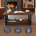 Alaterre Furniture Pomona Rustic Coffee Table with Storage Shelf - 42-Inch Industrial Modern Metal and Solid Wood Living Room Table - Easy Assembly Farmhouse Living Room Furniture (Rustic Natural)