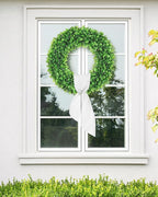 Vlorart 24 Inch Faux Round Boxwood Wreath, Weatherproof Front Door Large Wreaths Artificial Spring Summer Greenery Wreath with Sash for Farmhouse Wedding Year Round Indoor and Outdoor