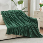 NEWCOSPLAY Super Soft Throw Blanket Dark Green Premium Silky Flannel Fleece Leaves Pattern Lightweight Bed Blanket All Season Use (Dark Green, Throw(50"x60"))