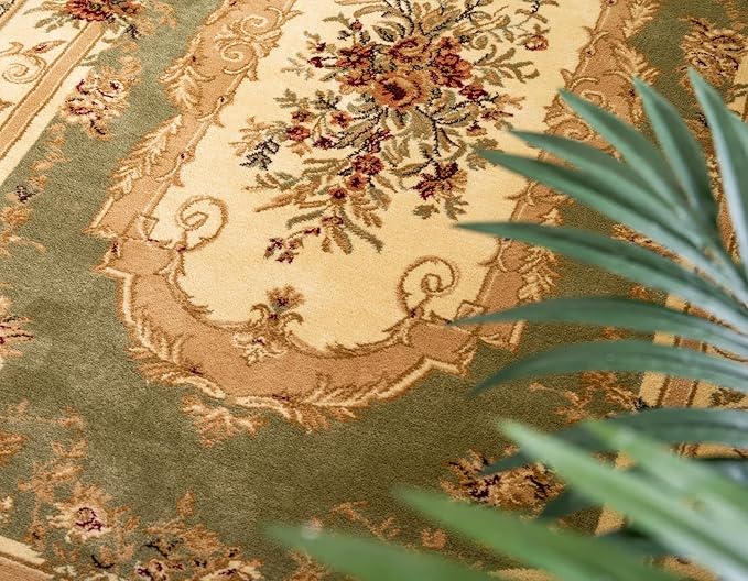 Rugs.com Chateau Collection Rug - 4' x 6' Oval Green Medium Pile Rug