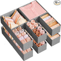 SONGMICS Drawer Organizers, Dresser Divider Organizers, Set of 12, Foldable Fabric Storage Boxes for Socks, Underwear, Bras, Ties, Scarves, Dove Gray URDZ006G02