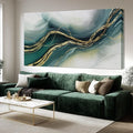 ZENPEE Gold and Green Modern Wall Art, Simple Abstract Canvas Prints, Wall Hangings & Posters for Living Room, Office & Hallway, 29" x 58"