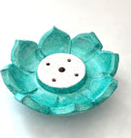 Clay Ceramic Incense Holder Cute Glossy Green| Eco-Friendly Incense Burner Ash Catcher |Incense Sticks Stand | Handmade on Potter's Wheel & Hand-Painted