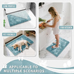 Yimobra Long Bathroom Rug Non Slip 44x24 Inch, Extra Thick Soft Absorbent Chenille Bath Mat, Machine Washable Bath Rugs for Bathroom Floor, Tub and Shower, Home Decor Accessories, Greyish Blue