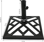 Sunnydaze 17lb Cast Iron Patio Umbrella Base - Heavy-Duty Square Metal Outdoor Market Umbrella Stand for Outside - 17-Inch - Black - Modern Geometric