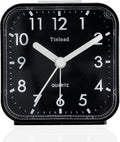 Small Battery Operated Analog Travel Alarm Clock Silent Non Ticking, Gentle Wake, Ascending Beep Sounds, Snooze,Lighted on Demand, Easy Set