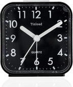 Small Battery Operated Analog Travel Alarm Clock Silent Non Ticking, Gentle Wake, Ascending Beep Sounds, Snooze,Lighted on Demand, Easy Set