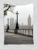 Ambesonne London Tapestry, Big Ben View from The Street Palace of Westminster Touristic Britain, Wall Hanging for Bedroom Living Room Dorm Decor, 40" X 60", Off White Brown