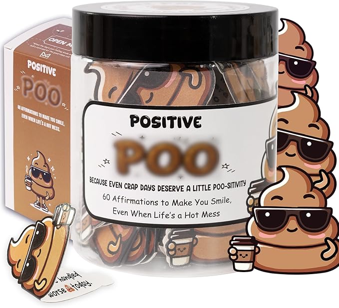 Positive Poo Jar – Funny Christmas Gag Gifts for Men, Teens, 60 Hilarious Affirmations, White Elephant Gift, Emotional Support Jar for Friends, Teens Boys,Teen Girl Trendy Stuff, Gifts for Coworkers