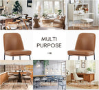 COLAMY Dining Chairs Set of 6, Modern Dining Chair, Leather Upholstered Dining Chairs, Kitchen Chairs with Curved Back and Metal Legs for Dining Room Kitchen Restaurant, Brown