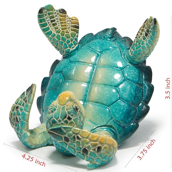Hodao Sea Turtle Figurines Decoration Turtle Cell Phone Stand Holder for Home Office Desk Summer Ocean Style Phone Holder Decor for Beach Table Statues Gifts for Friends (Blue-Turtle)