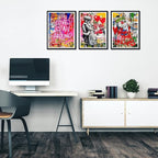Novatique Graffiti Canvas Wall Art Colorful Banksy Wall Art Street Graffiti Print Wall Decor Framed for Living Room Bedroom,12" x 16" x 3Pcs