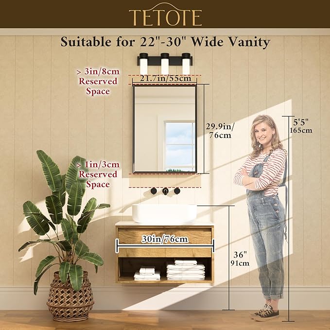 TETOTE Brushed Nickel Mirror 22" x 30" Rectangle Beveled Frame Bathroom Vanity Mirror for Over Sink Brushed Nickel, Tempered Glass, Stronger Frame, Modern Farmhouse Bedroom, Entryway
