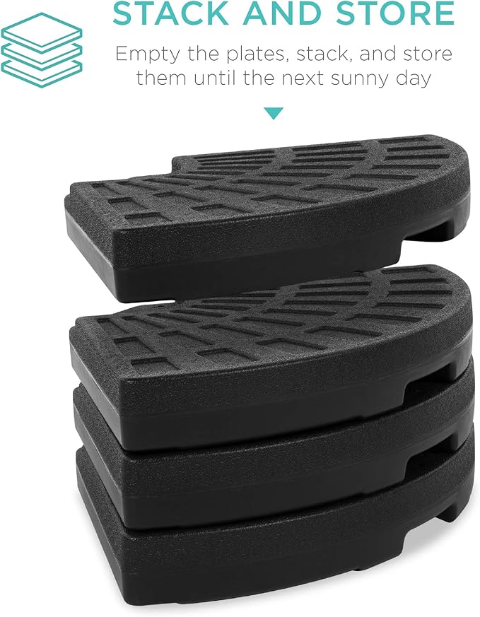 Best Choice Products 4-Piece 158lb Capacity Cantilever Offset Patio Umbrella Circular Base Stand w/Carry Handles, Easy-Fill Spouts, Base Connector Hooks, UV Stability - Black