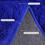 Runner Rugs for Bedroom, 2x6 Fluffy Throw Area Rug Non Slip for Bedside Dorm Hallways, Long Soft Shag Carpet for Nursery Living Room, Royal Blue