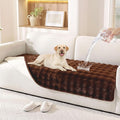 Waterproof Dog Bed Cover Non Slip Couch Covers for Dogs Washable Soft Faux Fur Sofa Cover Couch Covers for 2 Cushion Couch Sofa Pet Friendly (Brown)