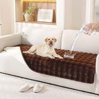 Waterproof Dog Bed Cover Non Slip Couch Covers for Dogs Washable Soft Faux Fur Sofa Cover Couch Covers for 3 Cushion Couch Sofa Pet Friendly (Brown)