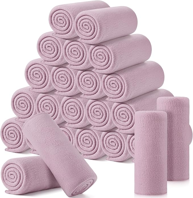 Shimeyao 24 Packs Fleece Throw Blanket Soft Warm Lightweight Fleece Blanket Cozy Throw Bulk for Home Bed Couch Sofa Office Wedding Gifts Suitable for Seasons, 50 x 60 Inches(Light Purple)