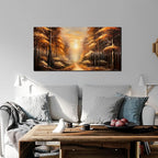 Large Wall Art for Living Room Bedroom Office Gold Forest Artwork Sunrise Landscape Nature Pictures Modern Wall Art Framed Canvas Prints 20x40 Inch
