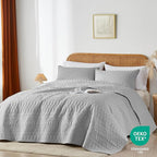 akkialla Twin Size Quilt Bedding Set,Light Grey Lightweight Microfiber Soft Bedspreads,Modern Style Geoetric Pattern Coverlet Set for All Seasons,2 Piece(1 Quilt,1Pillow Sham)