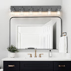 Bathroom Vanity Light, Square Design 6 Lights Morden Bathroom Lighting Fixtures Over Mirror, Black Vanity Light for Living Room/Bedroom