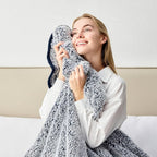 EMME Soft Sherpa Fleece Blanket Queen Size Reversible Plush Fluffy Large Blanket Warm Decorative Boho Cover for Sofa, Couch, Bedroom,Travel(Plush Navy,90"x90")