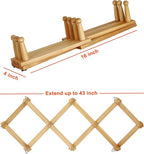 Dseap Accordian Wall Hanger: 16” High Wooden Wall Expandable Coat Rack, Hat Rack Holder, Accordion Hook for Baseball Caps, Coats, Mugs, 10 Peg Hooks, Natural