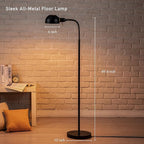 O'Bright Nova - Adjustable Floor Lamp with Flexible Gooseneck and Rotatable Shade, E26 Socket, 10-Inch Base - Ideal for Reading, Bedside, Living Room, Black